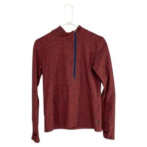 Oiselle Women's Homerun Half Zip Top Size 4 Heathered Red With Thumbholes